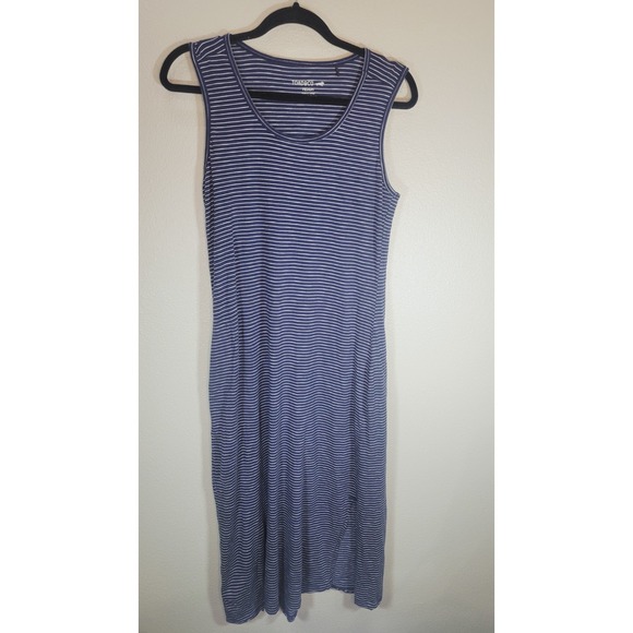 Toad&Co Dresses & Skirts - Toad&Co Striped Sleeveless Midi Dress‎ Women's Medium Blue White Eco Sustainable